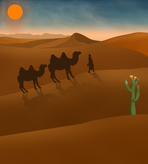 沙漠风景插画矢量插图
