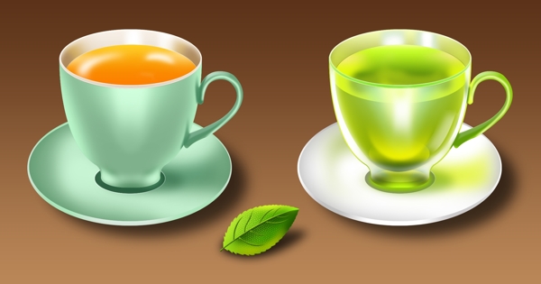 2光泽的茶杯和茶碟集图标