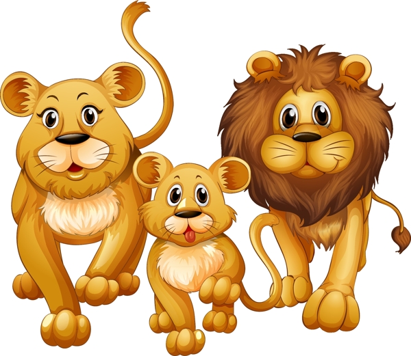 手绘狮子家人元素