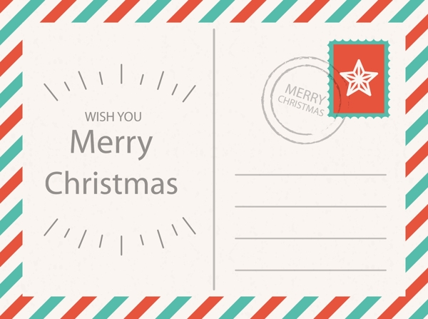 圣诞明信片与信封模板矢量素材下载