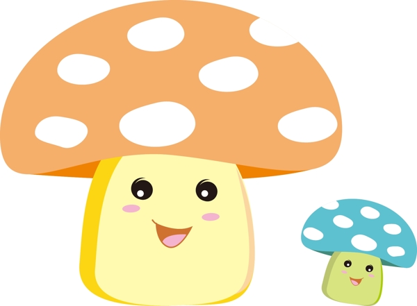 矢量卡通彩色蘑菇小人