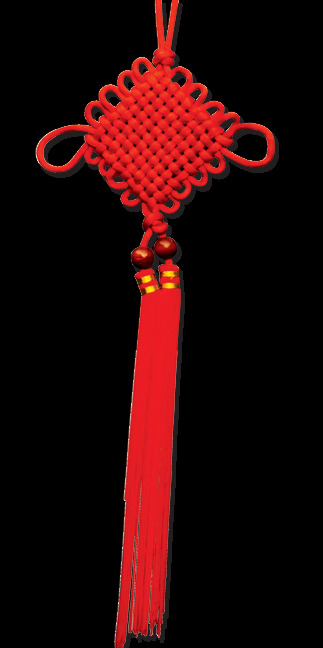 红色丝绳带红檀串珠中国结png