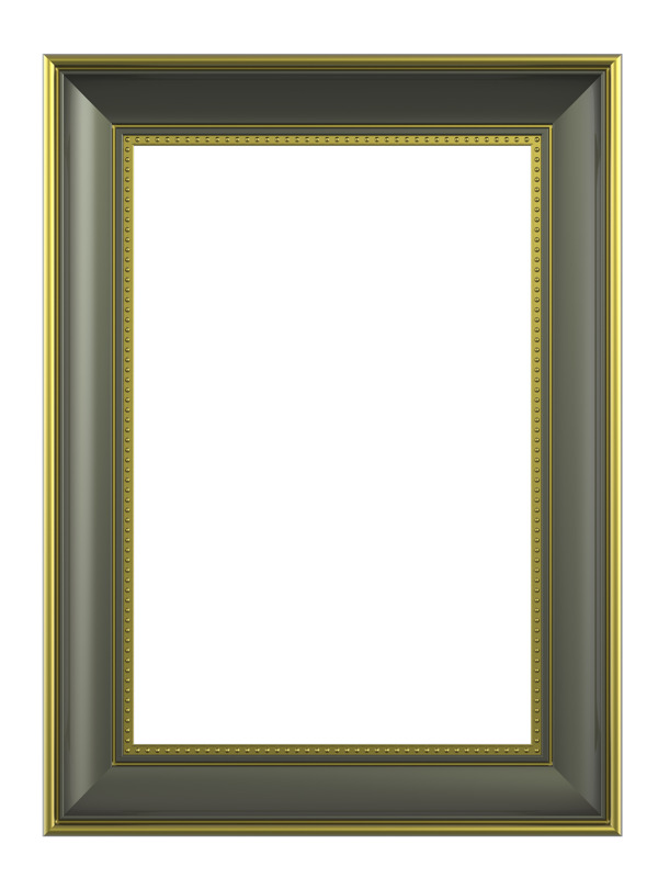 橄榄金色垂直相框孤立在白色背景