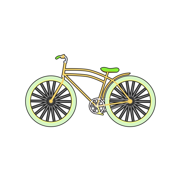 自行车卡通风黄绿装饰素材设计