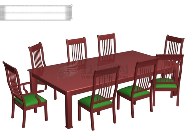 3d长条餐桌椅