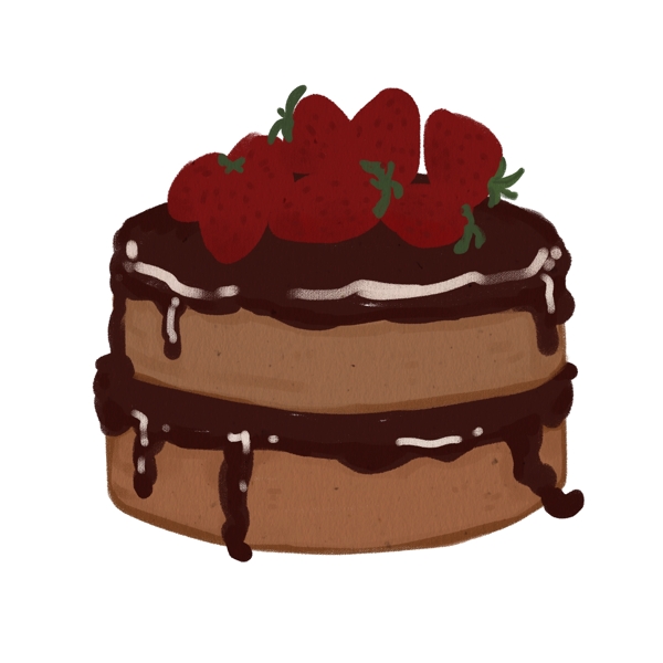 巧克力草莓蛋糕奶油手绘