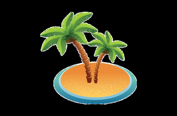卡通海岛椰子树png元素