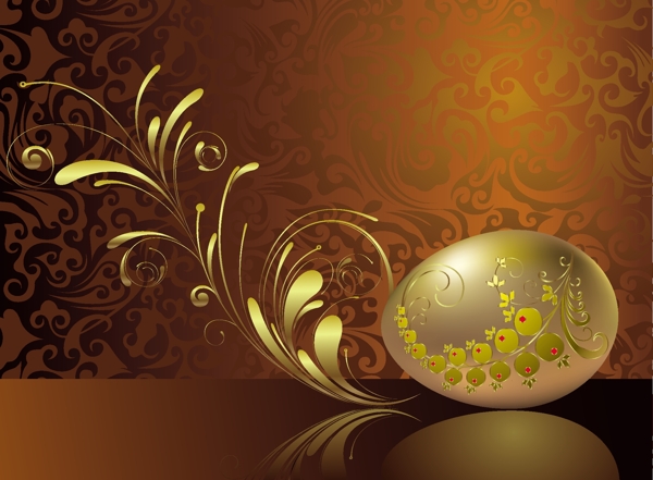 矢量金蛋复活节装饰花纹