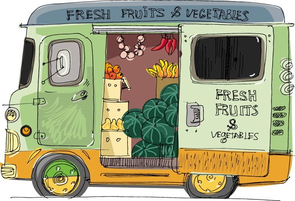 水果蔬菜运输车图片