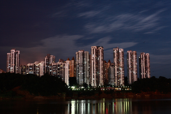 夜景江景摄影图片