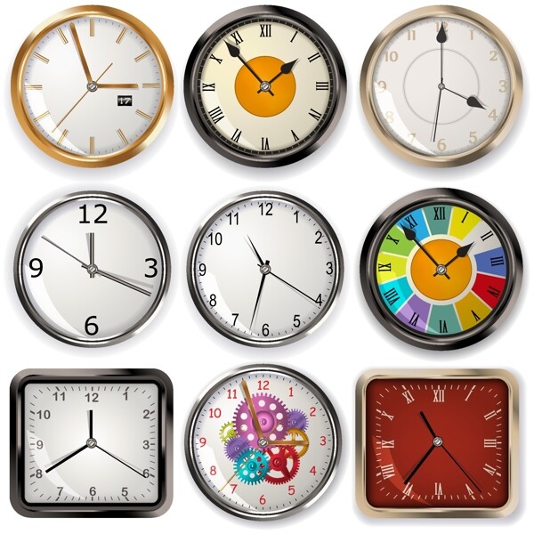 时钟钟表设计矢量图片