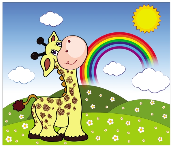 长颈鹿和彩虹