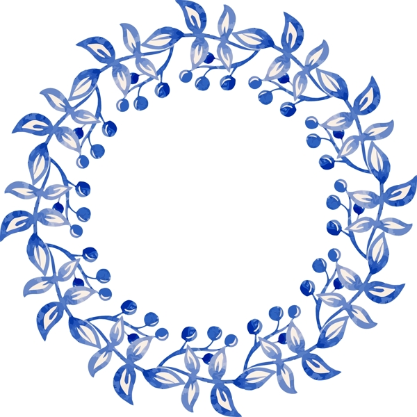 蓝色水彩花环和蒙版矢量