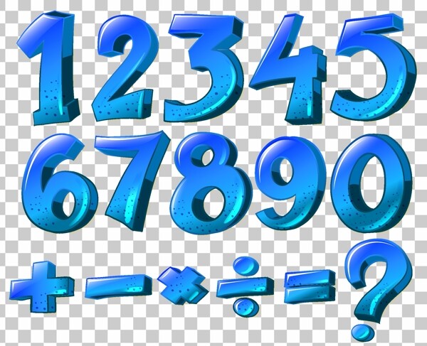 蓝色的数字数学符号插图