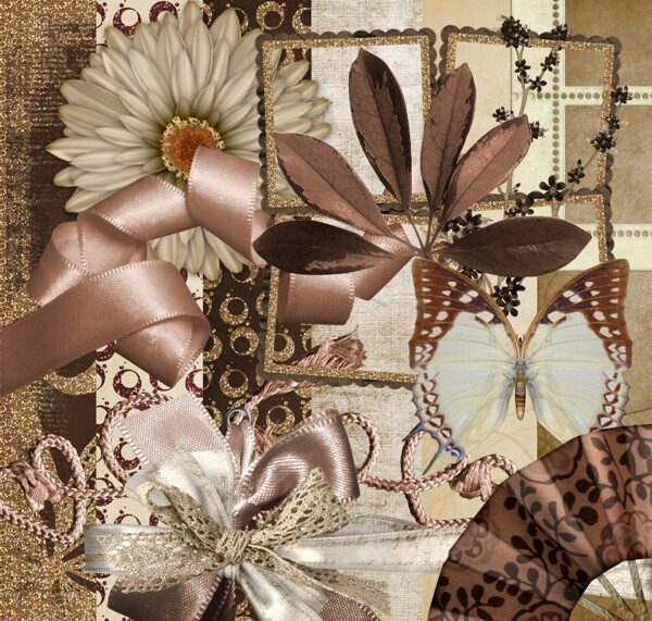 花朵缎带蝴蝶结咖啡图片