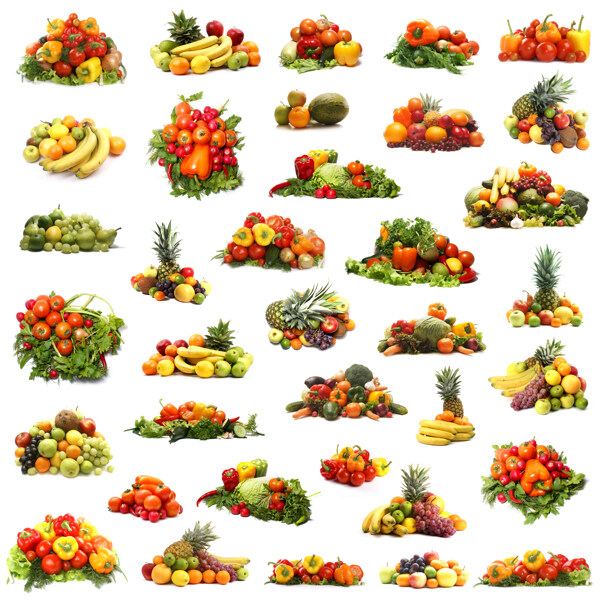 搭配好的蔬菜水果图片