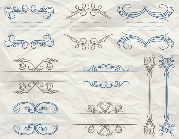 欧式纹理画框分割线与复古装饰元素
