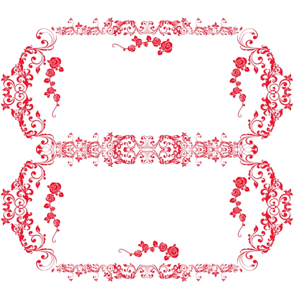 婚庆红色花纹花边边框装饰