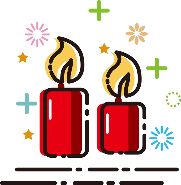 新年红色蜡烛MBE图标