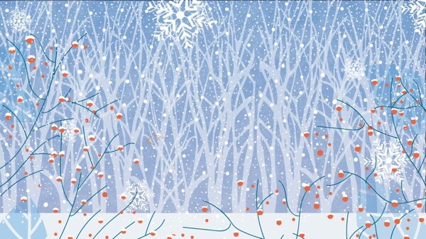 冬季林中雪景圣诞背景素材