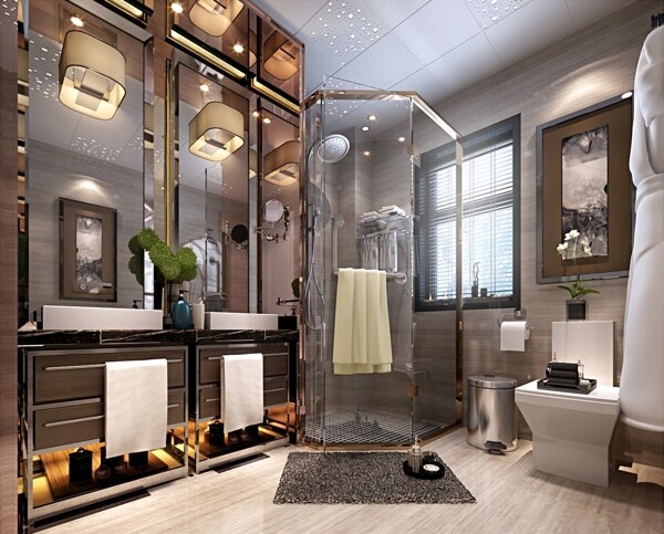 淋浴房3D模型效果图