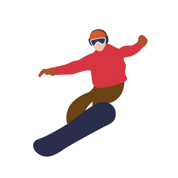 手绘可爱男孩滑雪原创元素