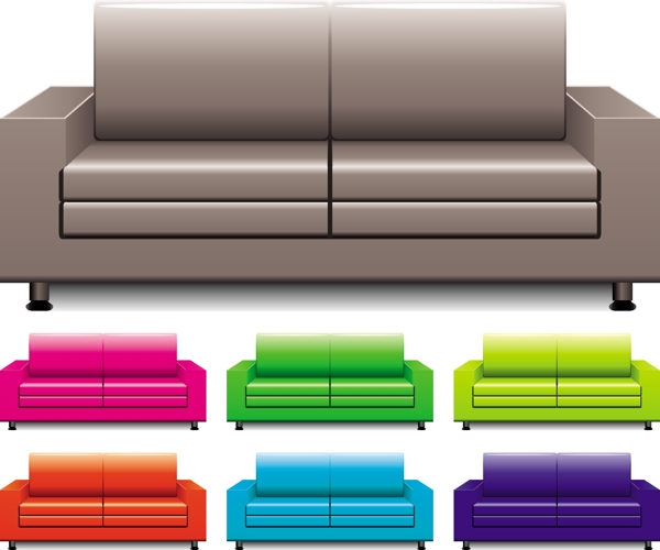 彩色时尚沙发矢量素材图片