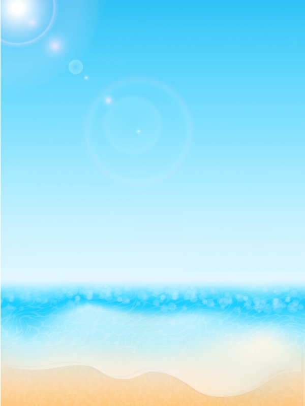 卡通蓝天沙滩阳光简约背景图