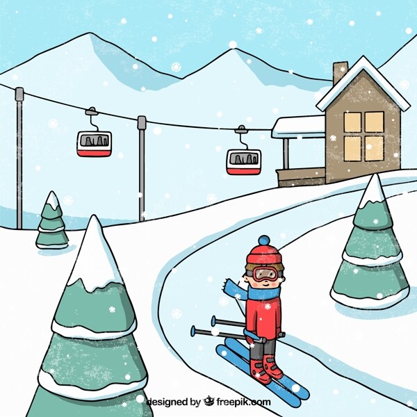 冬季滑雪场人物图片