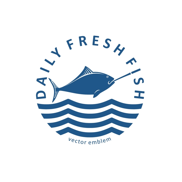 每日鲜鱼海鲜店logo标志设计