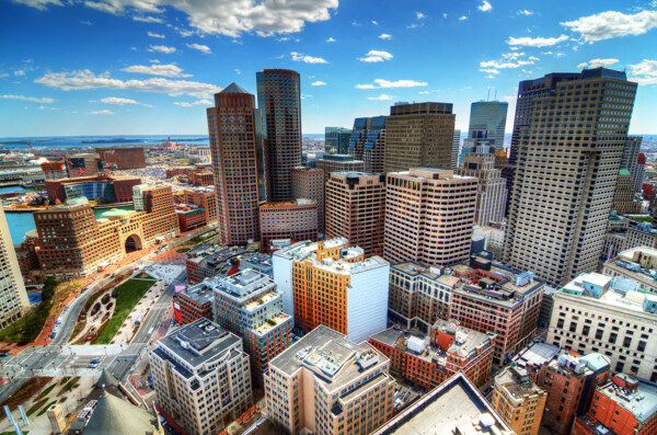 波士顿鸟瞰城市风景