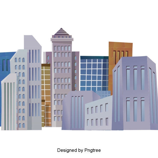 卡通简单手绘城市建筑设计