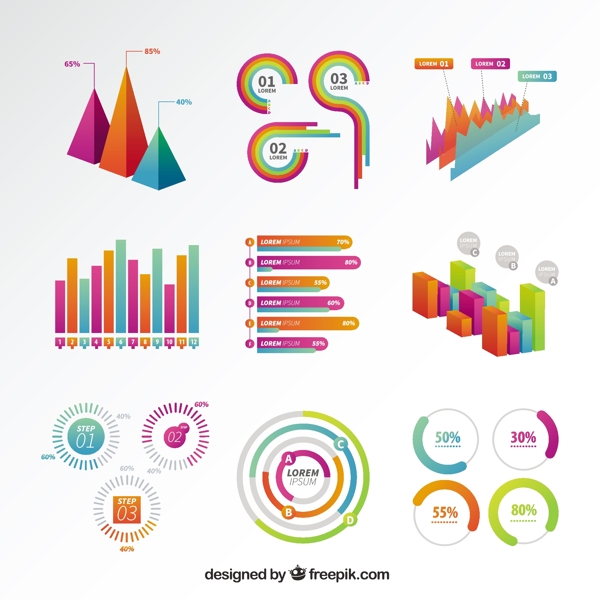 彩色的信息图表矢量模板