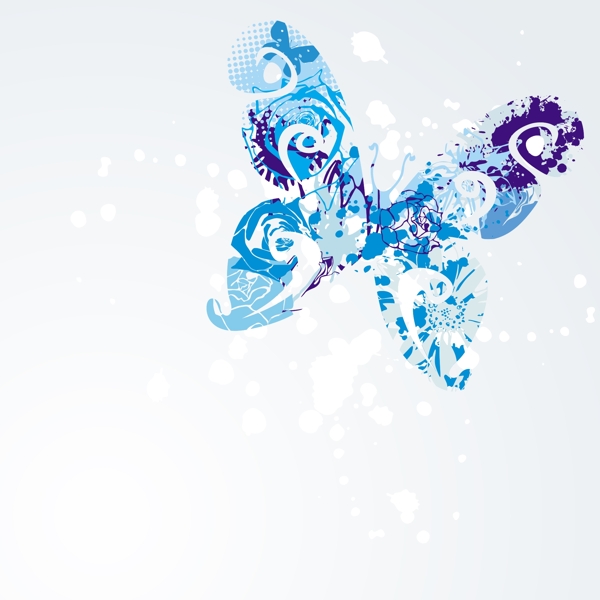 蓝色蝴蝶花纹矢量图片