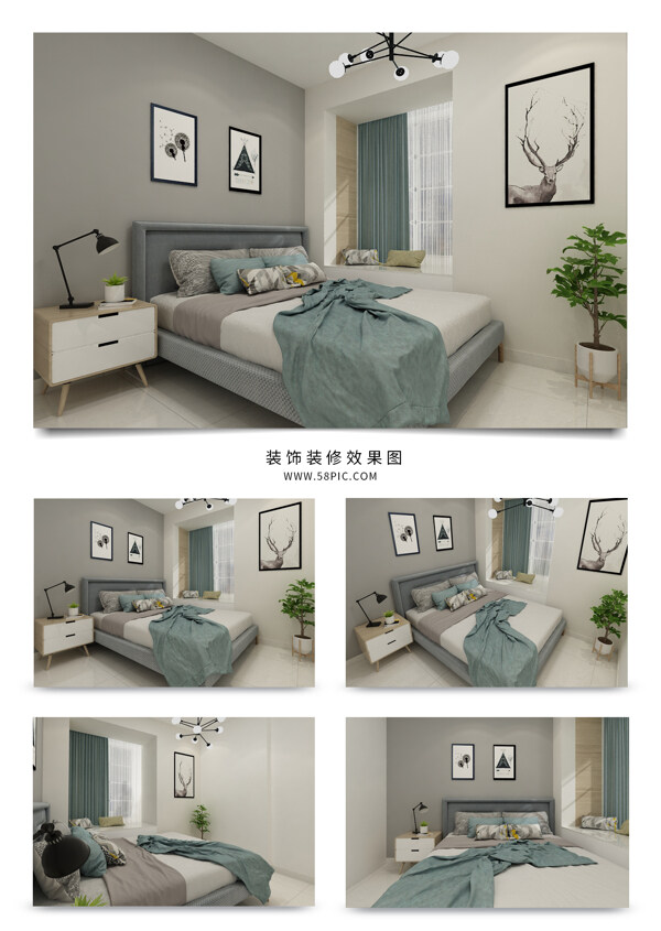 现代风格简约卧室装修设计效果图