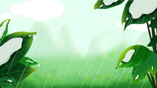 夏季绿色下雨背景设计