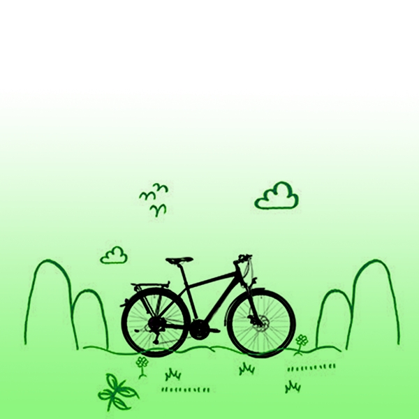 儿童手绘自行车插画