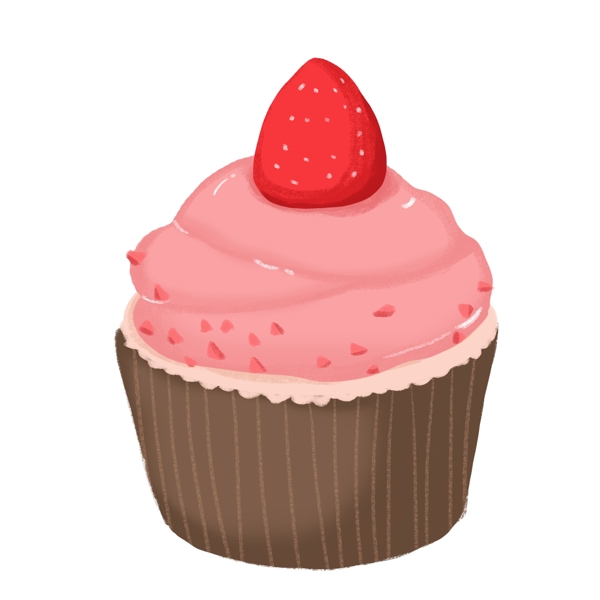 矢量手绘草莓水果蛋糕