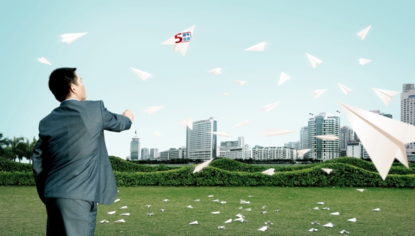 纸飞机移动广告图片