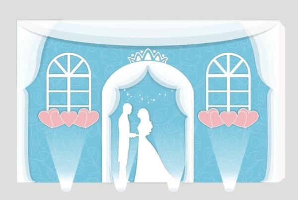 婚礼纱幔喷绘背景图片