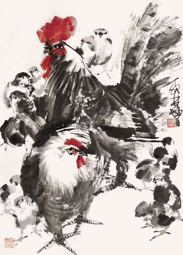 林墉国画鸡家禽图片