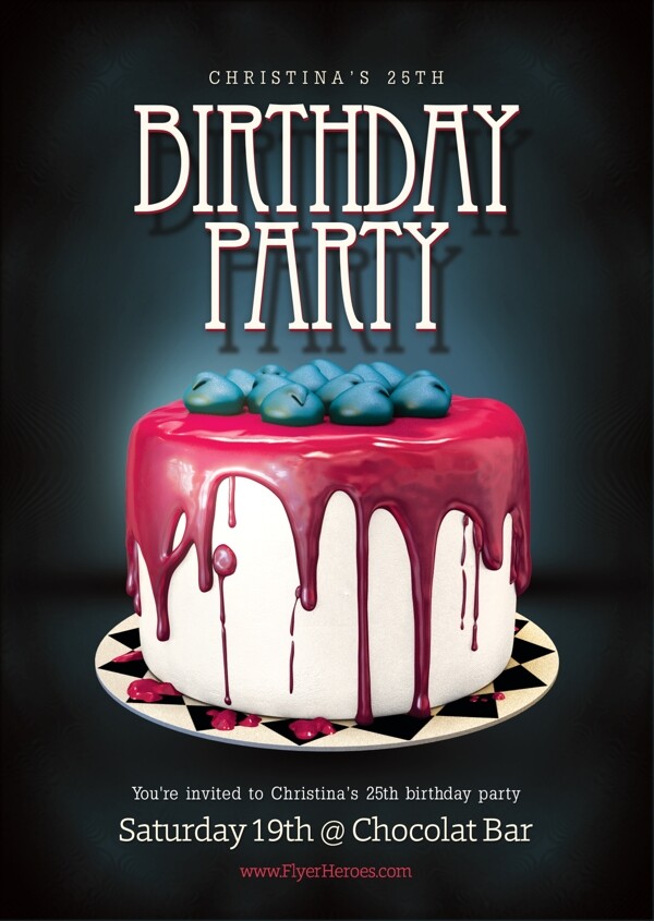 birthdayflyerpink国外创意欧美风酒吧宣传海报