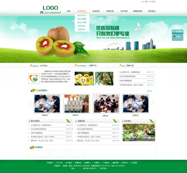 农产品企业网站模板PSD素材