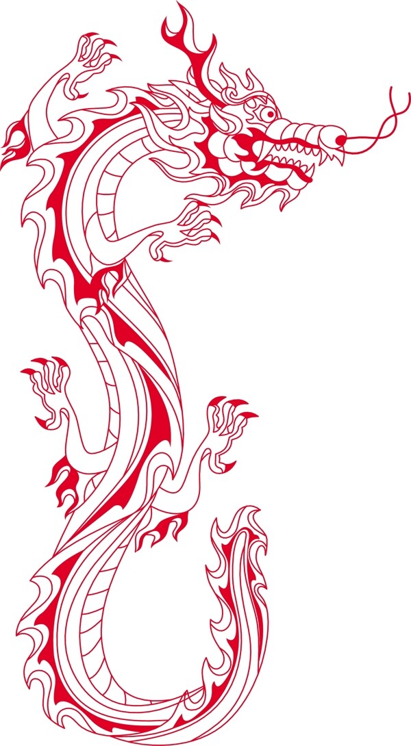 中国龙传统龙龙手绘线描