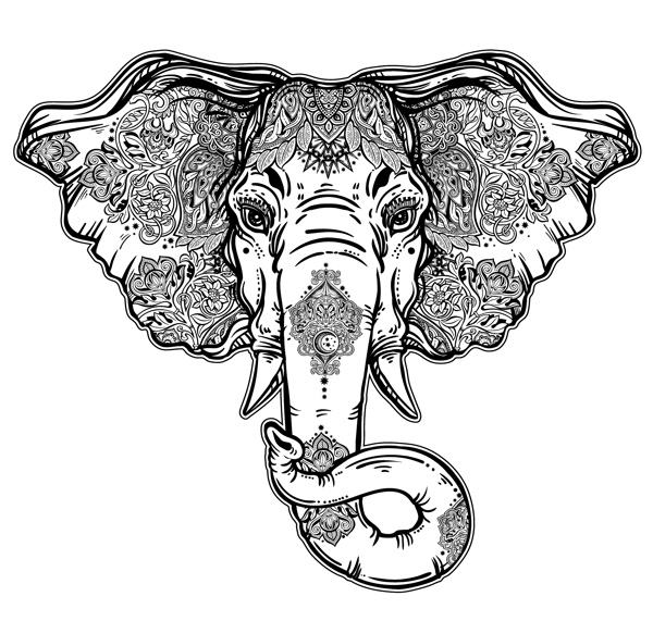 手绘一个大象头矢量素材