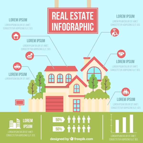 创意不动产信息图矢量素材