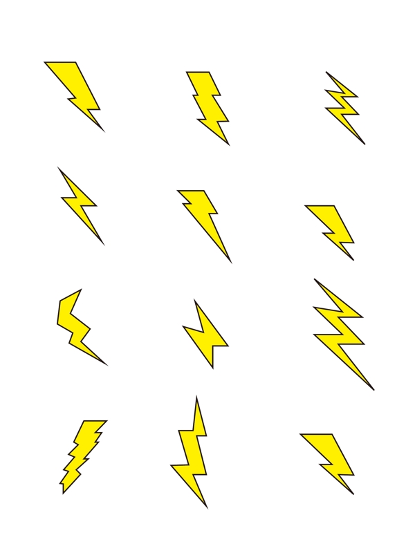 闪电金色卡通立体简约矢量图标符号可商用