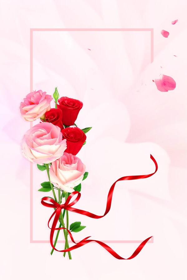 浪漫玫瑰花瓣背景