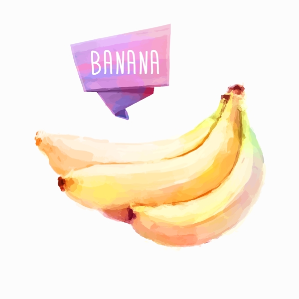 香蕉水果水彩矢量素材