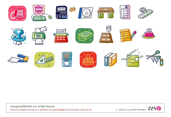 韩国线条风格卡通矢量元素图片
